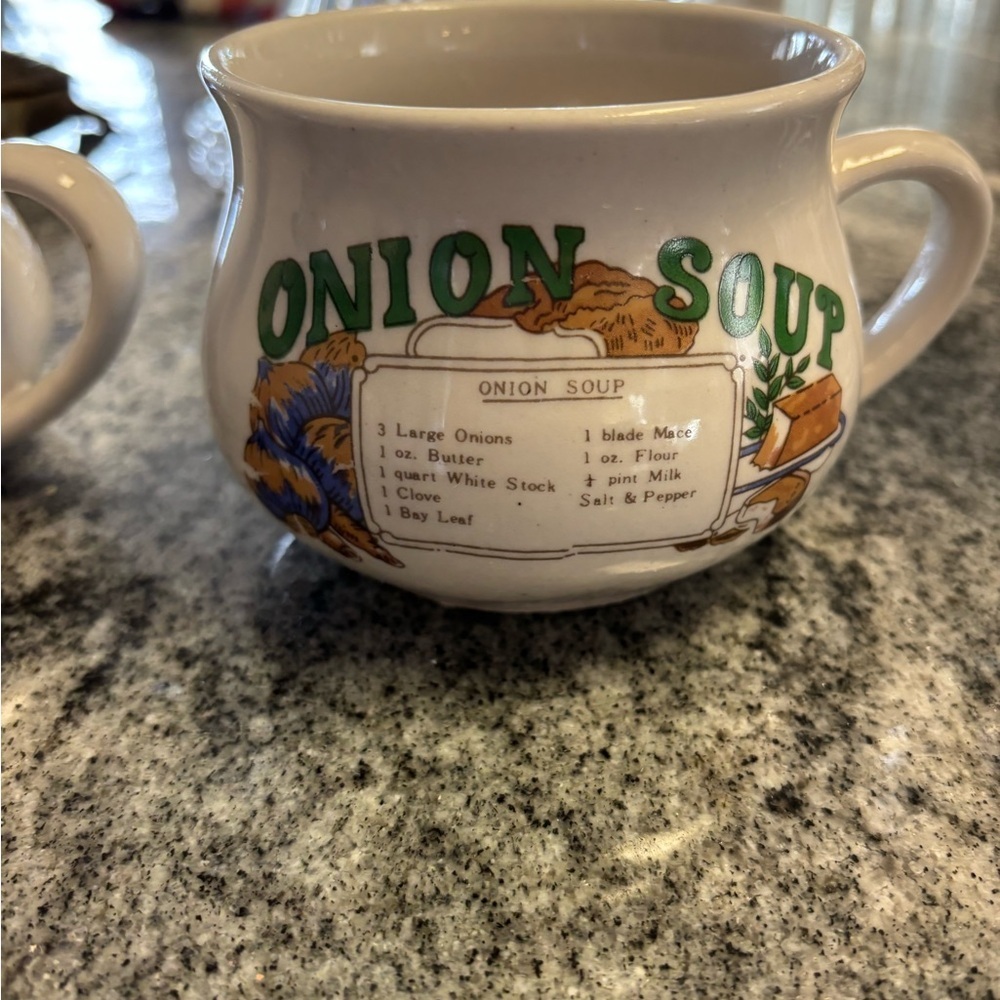 Three Tangshan Charming Onion Soup Mug with Recipe Design. - Picture 2 of 7